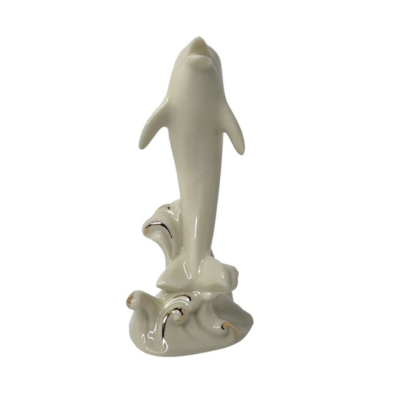 VINTGE LENOX Dolphin fish figurine Collectible Keepsake Cream Gold LIKE NEW - Picture 4 of 9